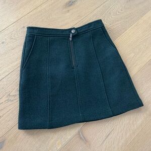 New Look Vintage Hunter Green Wool Mini Skirt Size 8